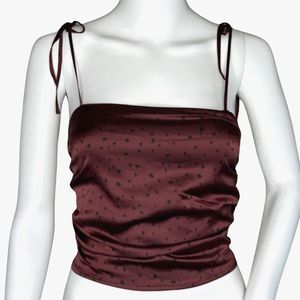 Abercrombie & Fitch Shirt Womens Small Brown‎ Black Polka Dot Crop Top Festival